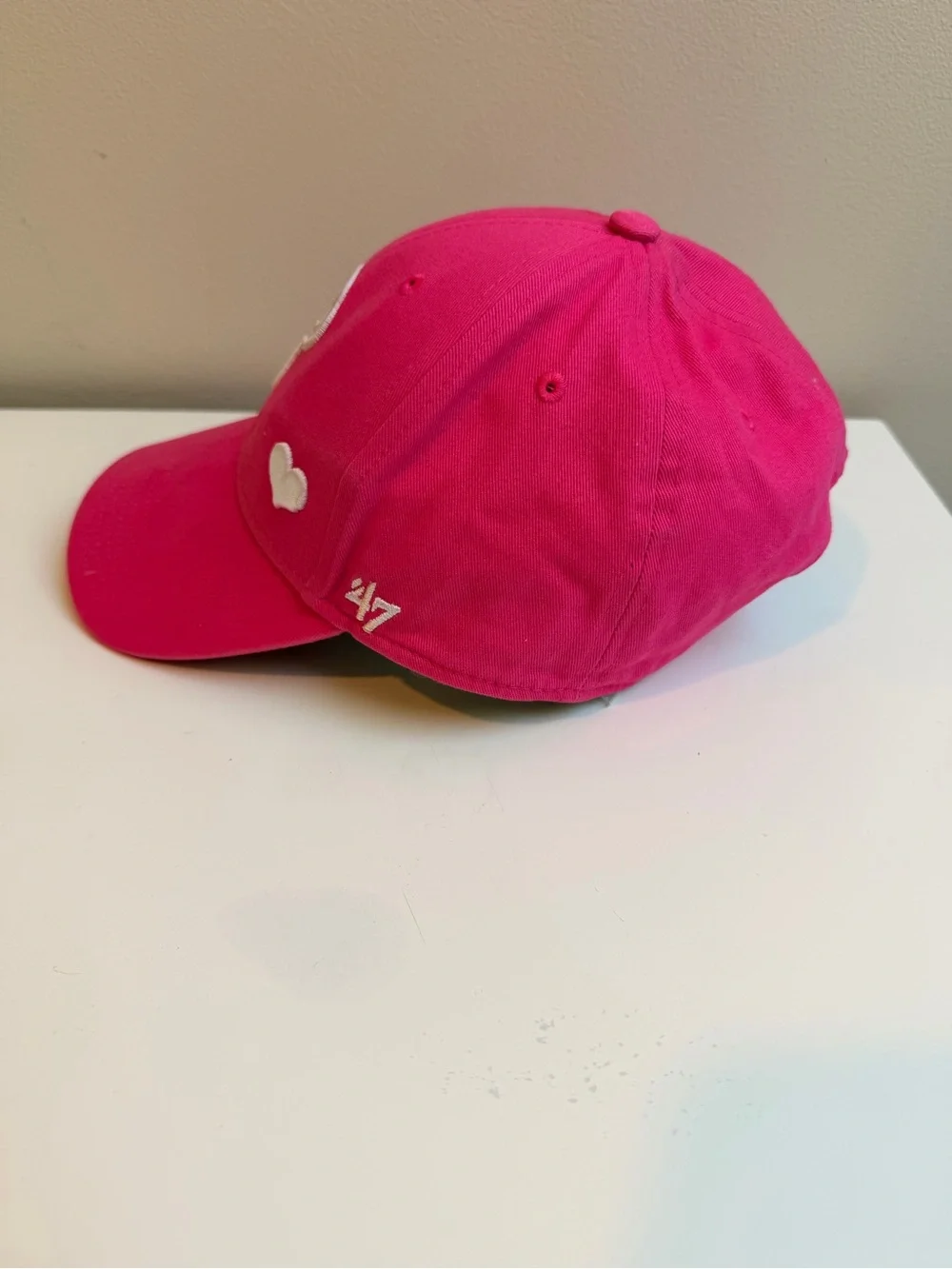 Kids Pink Philadelphia Phillies Baseball Cap with Embroidered 'P' and Heart